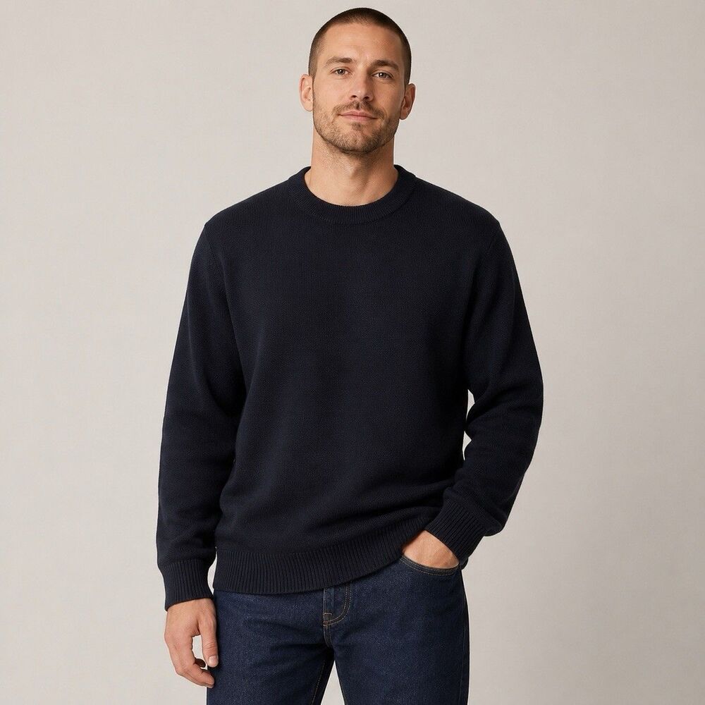Filson Cotton Crewneck Guide Sweater Mens L Dark Navy Heavyweight Peru